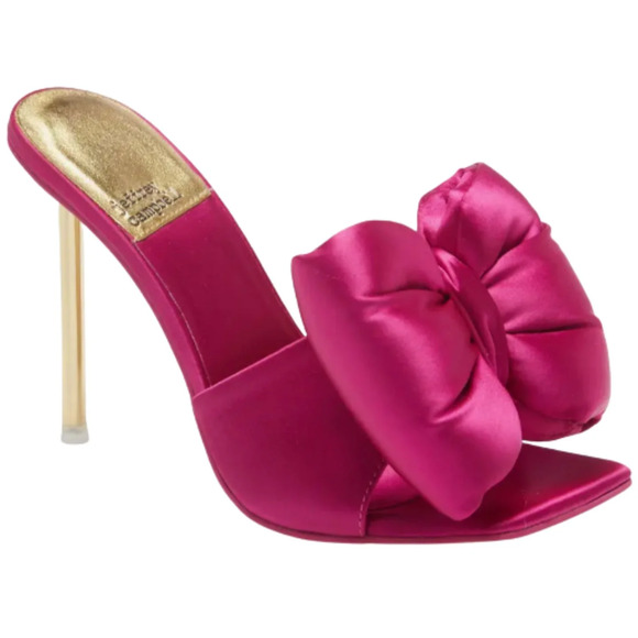 Jeffrey Campbell Bow-Down Slip On Pin-Heeled Mules Fuchsia Women's Size 6 - Picture 1 of 7